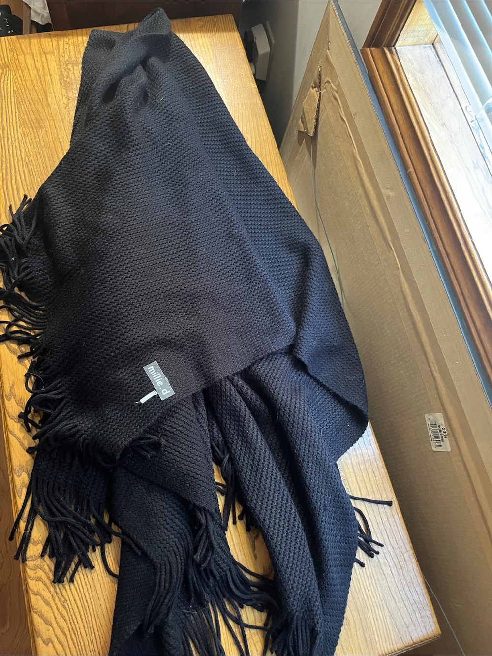 Black Fringed Knit Cape